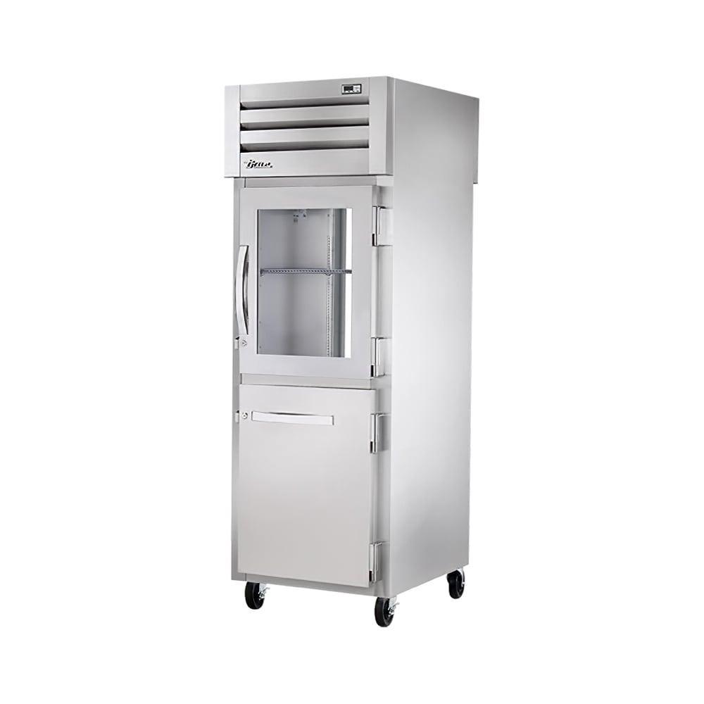 True STG1RPT-1HG/1HS-1G-HC 27 1/4" One Section Pass Thru Refrigerator, (2) Glass Doors, (1) Solid Door, Right Hinge, 115v
