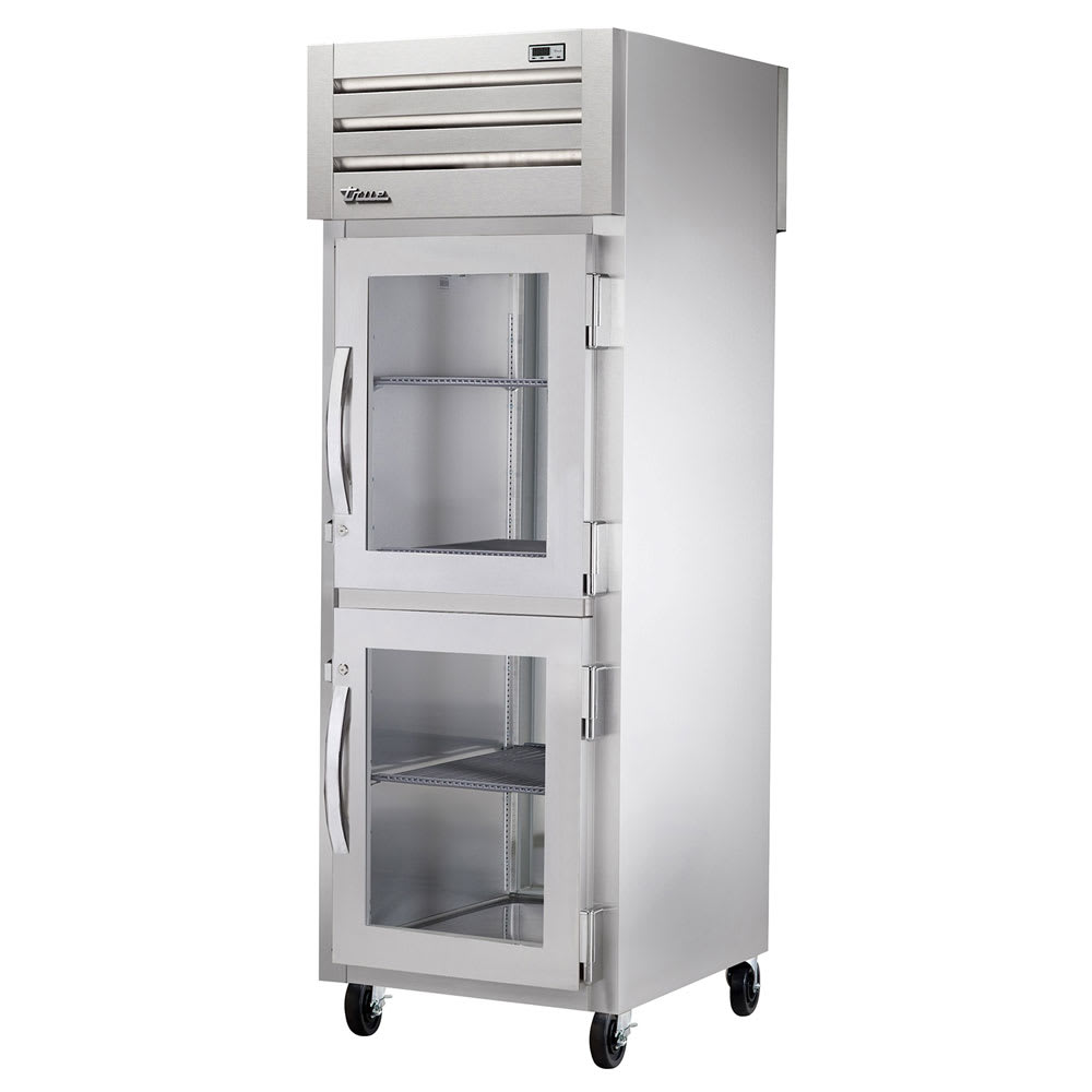 True STG1RPT-2HG-1S-HC 27 1/2" One Section Pass Thru Refrigerator, (2) Glass Doors, (1) Solid Door, Right Hinge, 115v