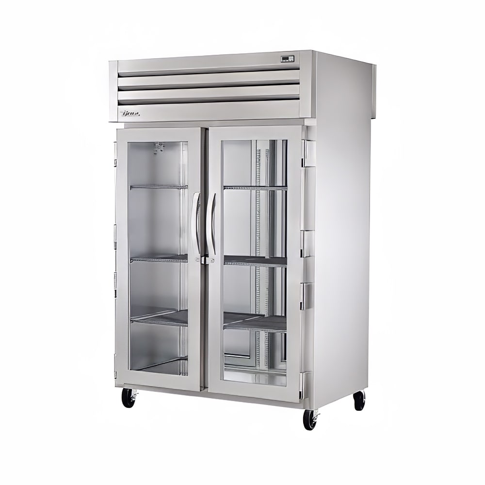 True STG2RPT-2G-2S-HC 52 3/5" Two Section Pass Thru Refrigerator, (2) Glass Doors, (2) Solid Doors, Left/Right Hinge, 115v