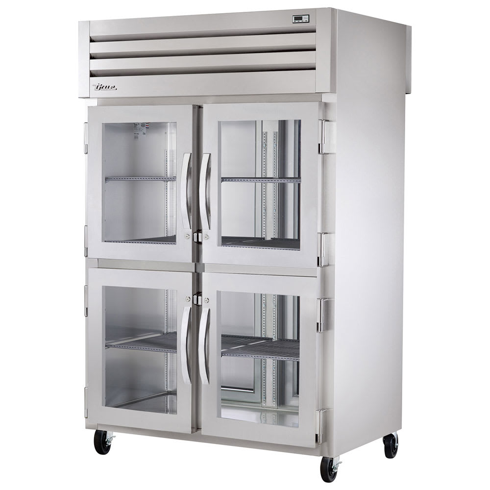 True STG2RPT-4HG-2S-HC 52 5/8" Two Section Pass Thru Refrigerator, (4) Glass Doors, (2) Solid Doors, Left/Right Hinge, 115v