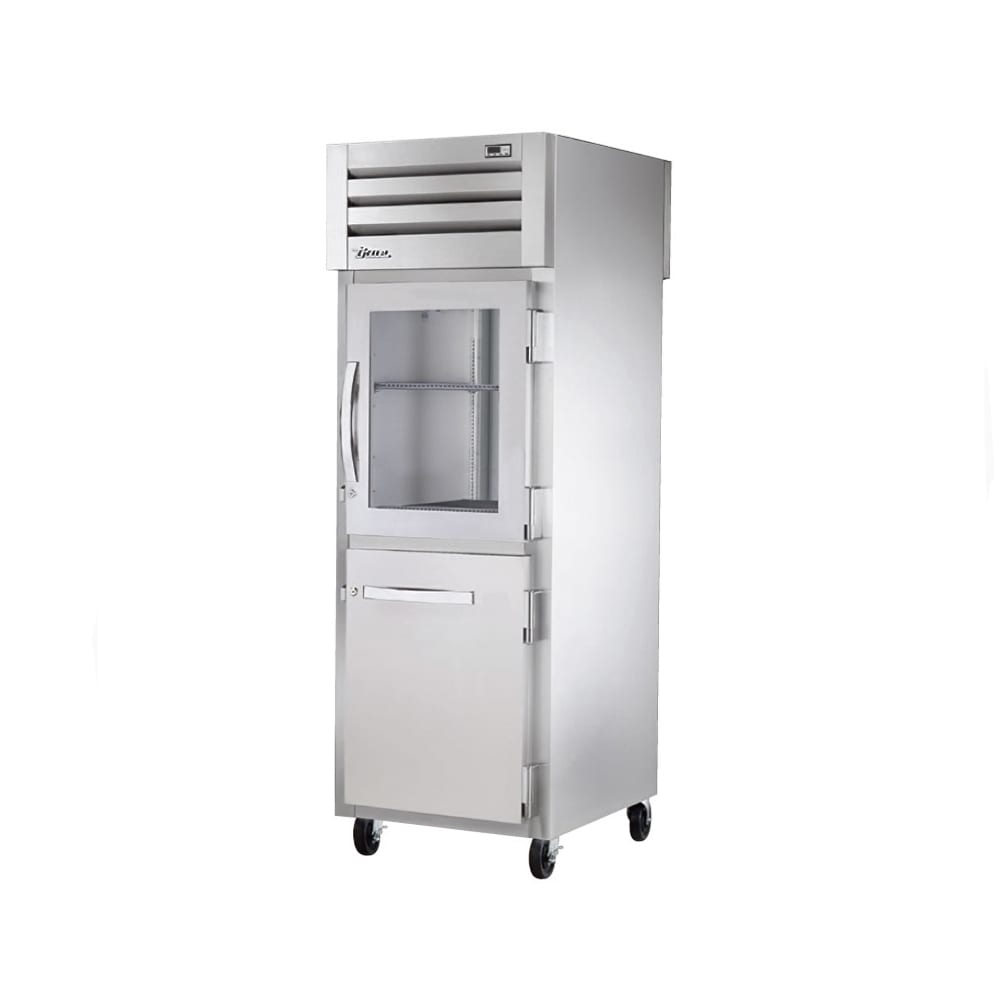 True STR1R-1HG/1HS-HC 27 1/2" One Section Reach In Refrigerator, (1) Glass Door, (1) Solid Door, Right Hinge,  115v