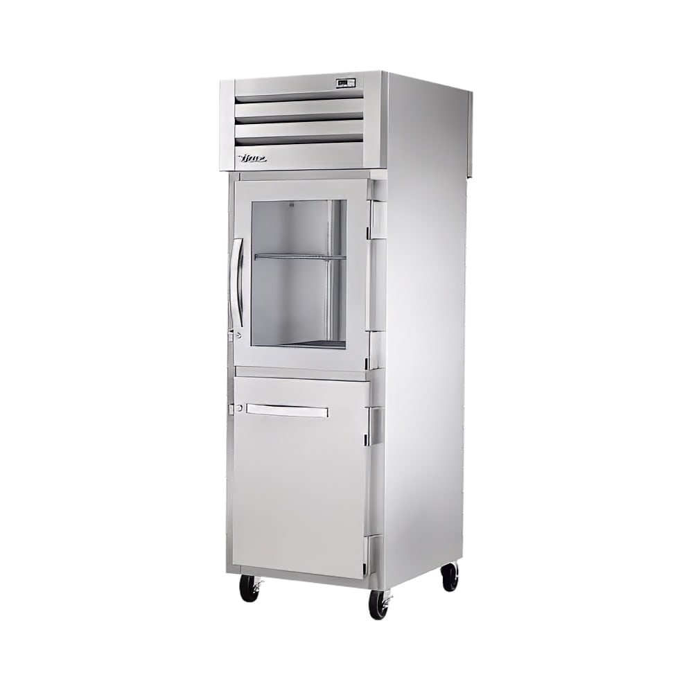 True STR1RPT-1HG/1HS-1G-HC 27 1/4" One Section Pass Thru Refrigerator, (2) Glass Doors, (1) Solid Door, Right Hinge, 115v