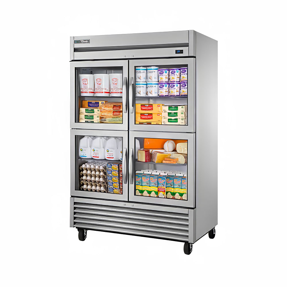 True T-49G-4-HC~FGD01 54 1/10" Two Section Reach In Refrigerator, (4) Left/Right Hinge Glass Doors, 115v