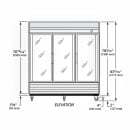 True T-72G-HC~FGD01 78 1/10" Three Section Reach In Refrigerator, (3) Left/Right Hinge Glass Doors, 115v thumbnail 2