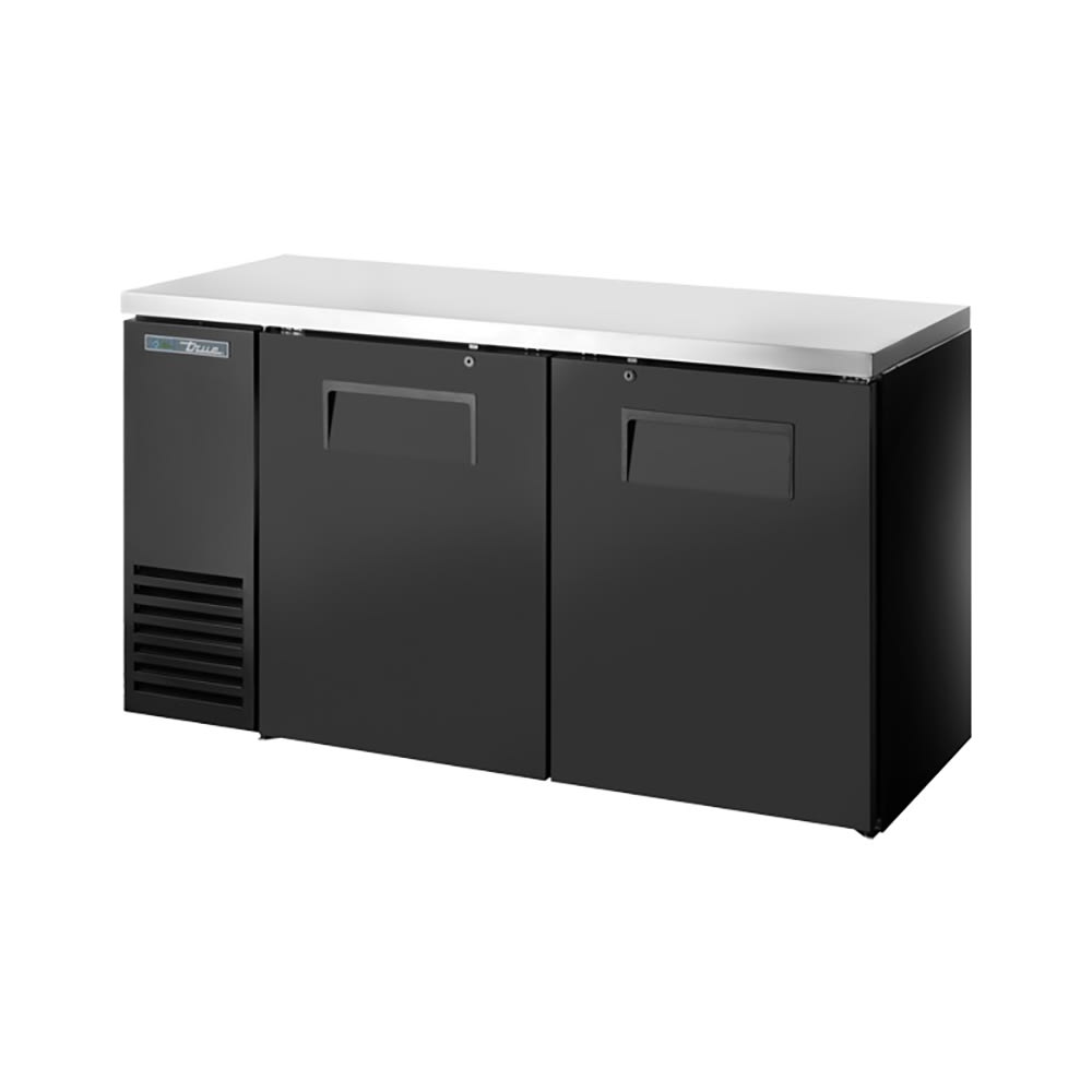True TBB24-60-2S-Z1-SFT-B-1 60 1/8" Bar Refrigerator - 2 Swinging Solid Doors, Black, 115v