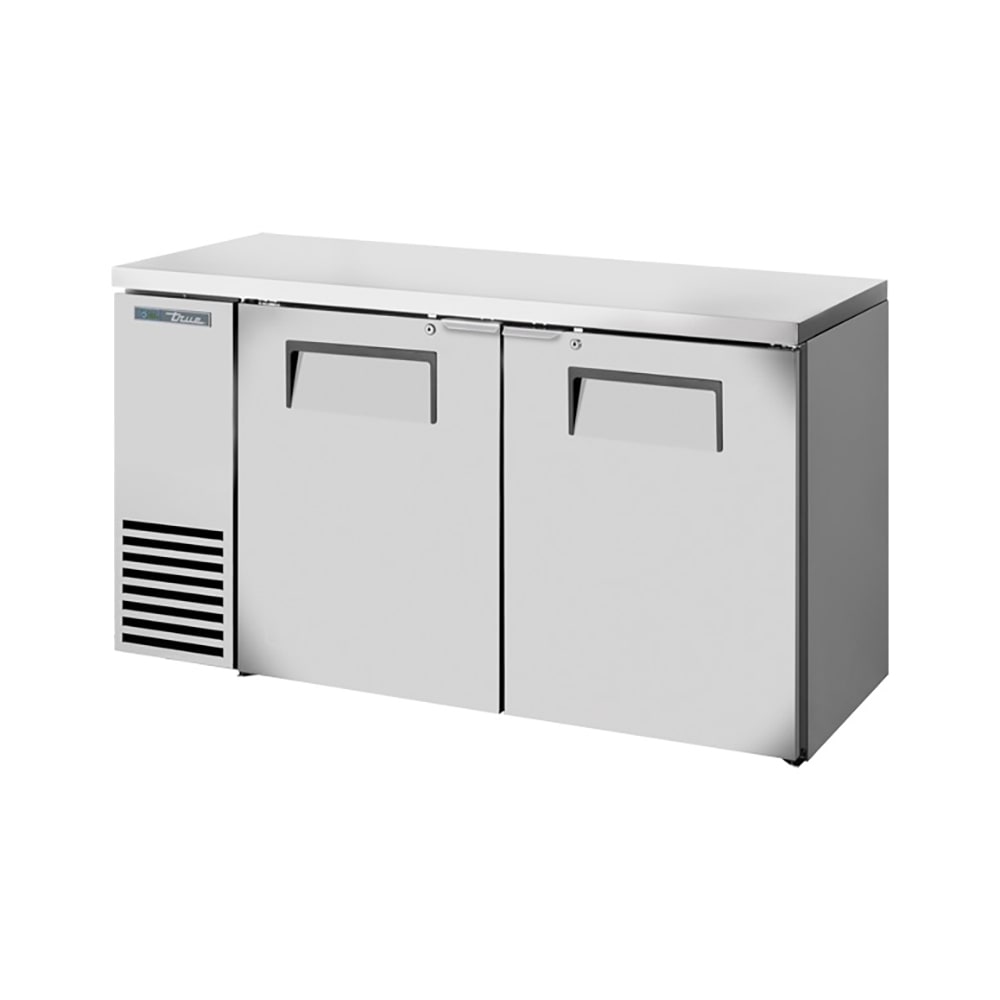 True TBB24-60-2S-Z1-SFT-S-1 60 1/8" Bar Refrigerator - 2 Swinging Solid Doors, Stainless, 115v