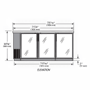 True TBB24-72-3G-Z1-SFT-S-1 72 1/8" Bar Refrigerator - 3 Swinging Glass Doors, Stainless, 115v thumbnail 2