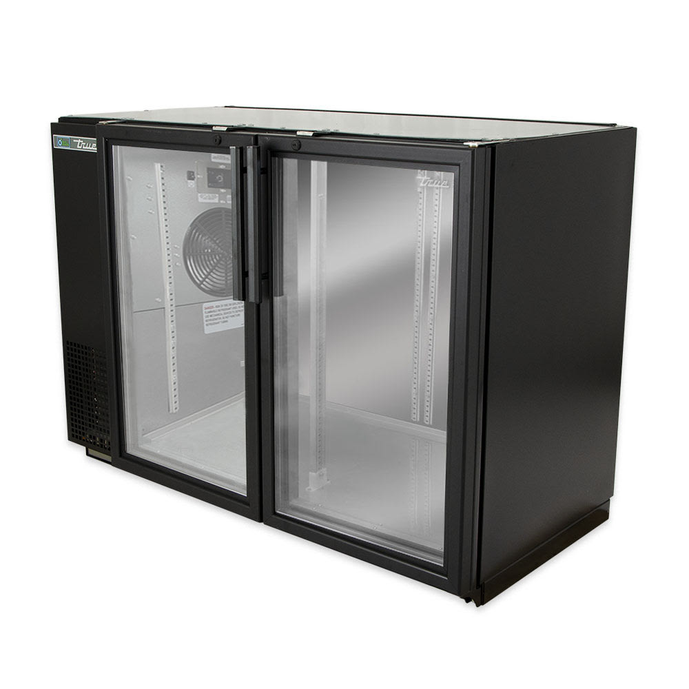 True TBB24-48-2G-Z1-BST-B-1 48 1/8" Bar Refrigerator - 2 Swinging Glass Doors, Black, 115v