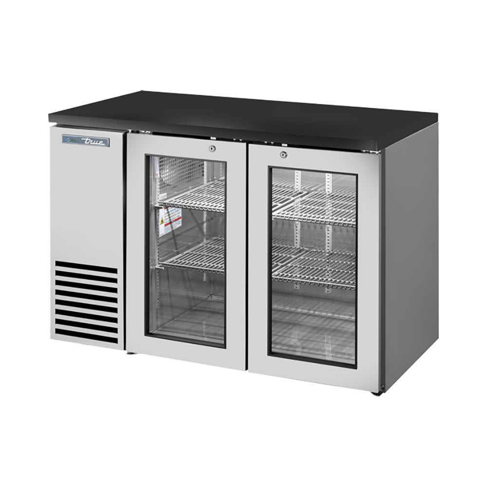 True TBB24-48-2G-Z1-BST-S-1 48 1/8" Bar Refrigerator - 2 Swinging Glass Doors, Stainless, 115v