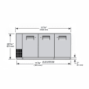 True TBB24-72-3S-Z1-BST-S-1 72 1/8" Bar Refrigerator - 3 Swinging Solid Doors, Stainless, 115v thumbnail 2