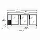 True TBB-4G-S-HC-LD 90" Bar Refrigerator - 3 Swinging Glass Doors, Stainless, 115v thumbnail 2