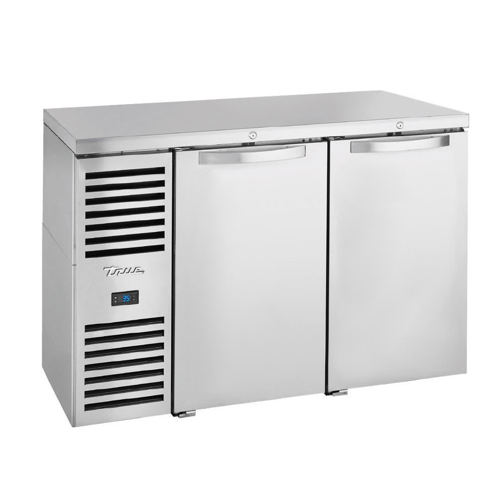 True TBR48-RISZ1-L-S-SS-1 48" Bar Refrigerator - Swinging Solid Doors, Stainless, 115v