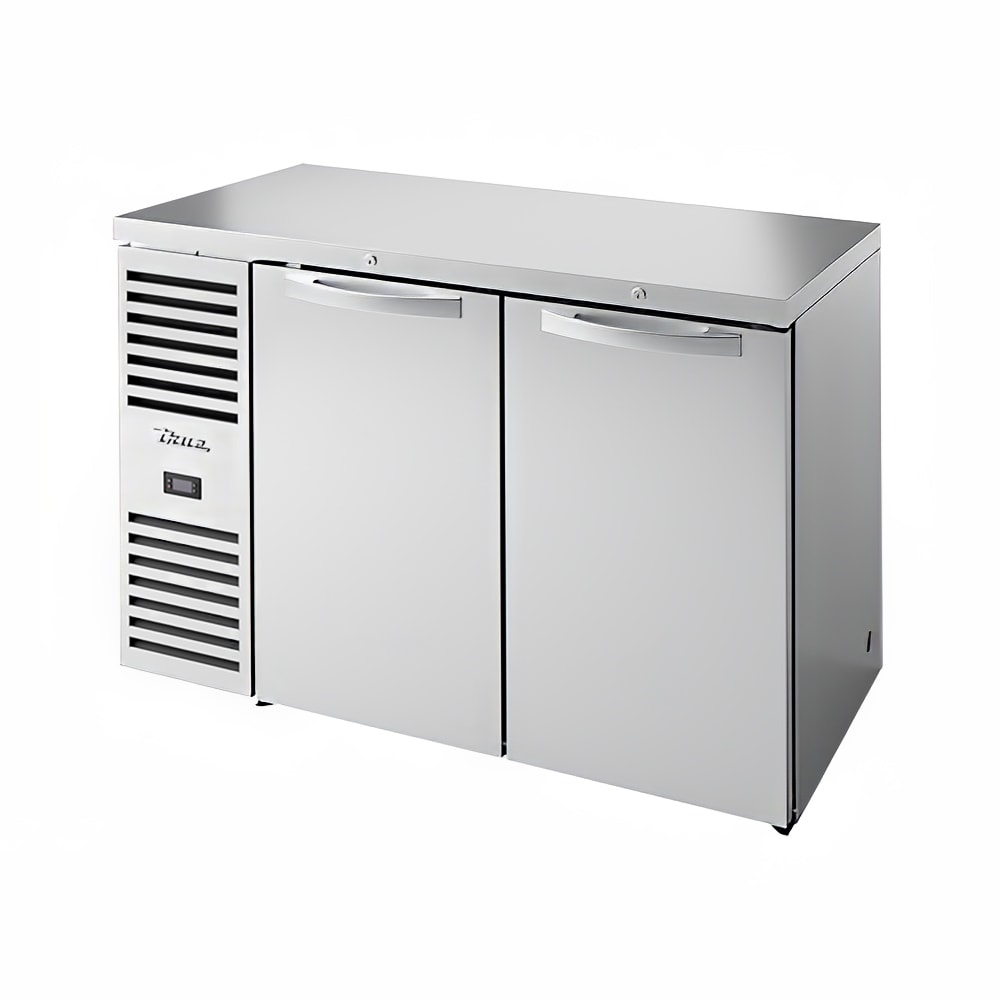 True TBR52-RISZ1-L-S-SS-1 52" Bar Refrigerator - Swinging Solid Doors, Stainless, 115v