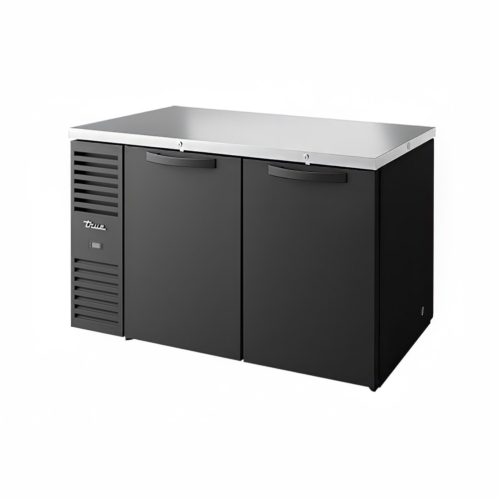 True TBR60-PTSZ1-L-B-SS-SS-1 60" Bar Refrigerator - Swinging Solid Doors, Black, 115v