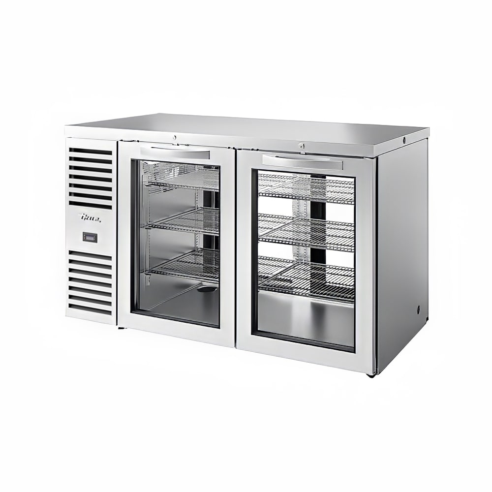 True TBR60-PTSZ1-L-S-GG-GG-1 60" Bar Refrigerator - 1 Swinging Glass Door, Stainless, 115v