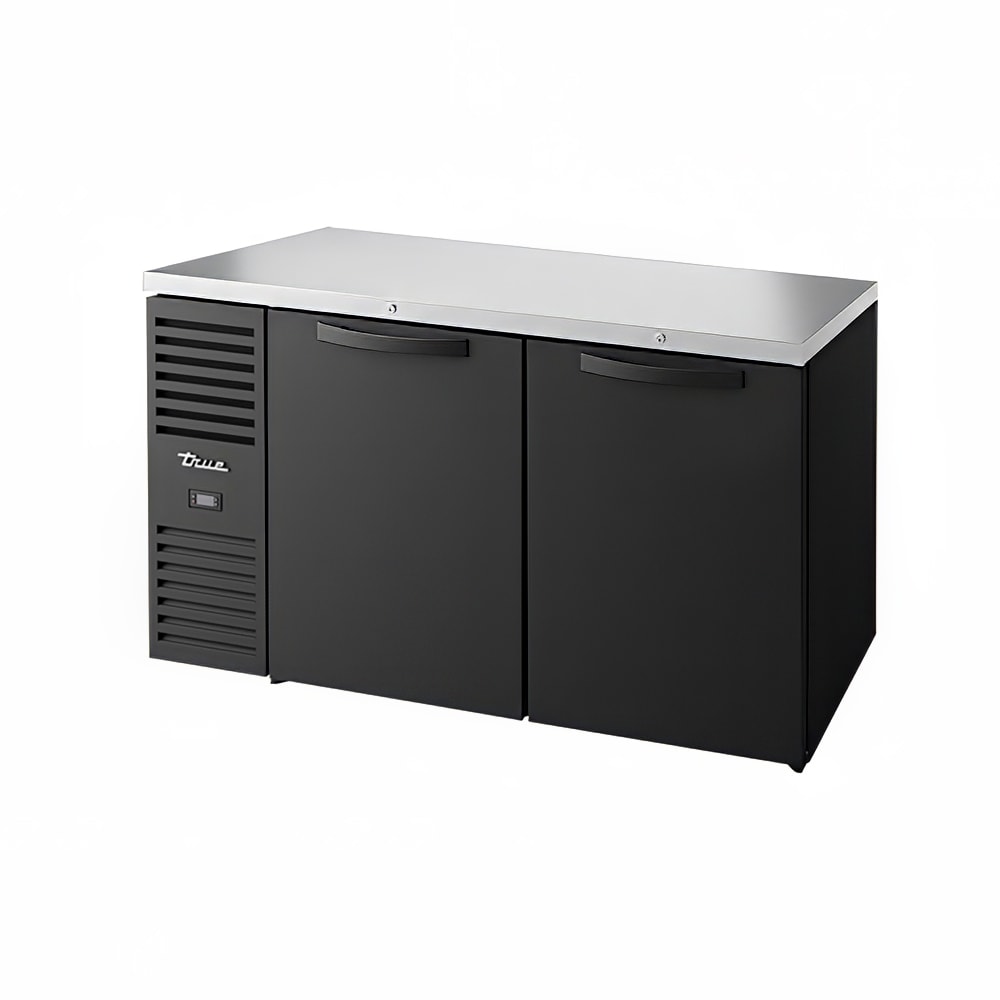 True TBR60-RISZ1-L-B-SS-1 60" Bar Refrigerator - Swinging Solid Doors, Black, 115v