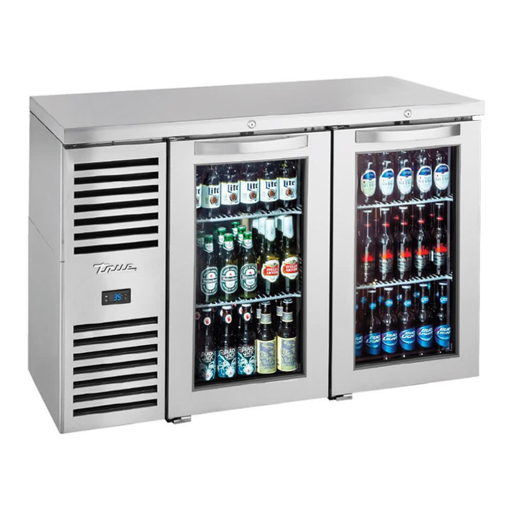 True TBR60-RISZ1-L-S-GG-1 60" Bar Refrigerator - Swinging Glass Doors, Stainless, 115v