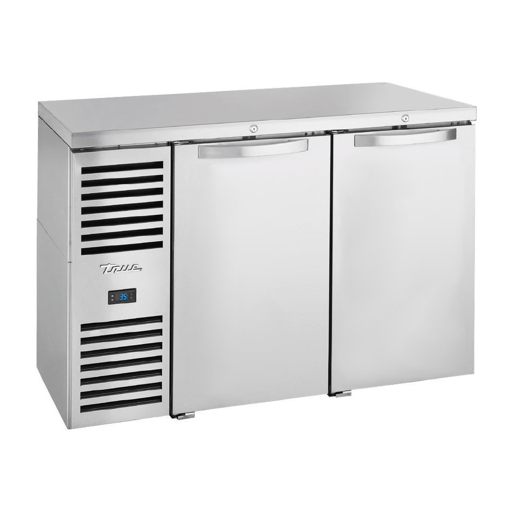 True TBR60-RISZ1-L-S-SS-1 60" Bar Refrigerator - Swinging Solid Doors, Stainless, 115v