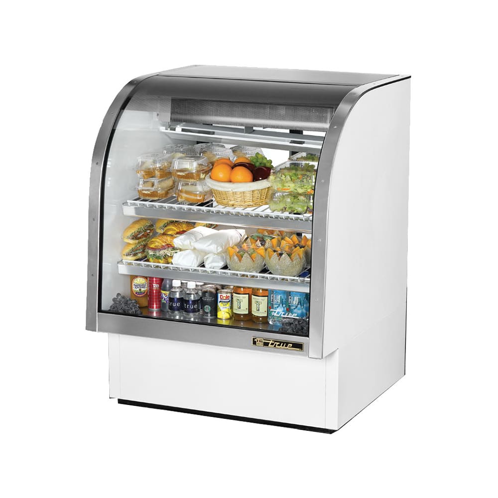 True TCGG-36-HC-LD 36-1/4" Full Service Deli Case w/ Curved Glass - (3) Levels, White, 115v