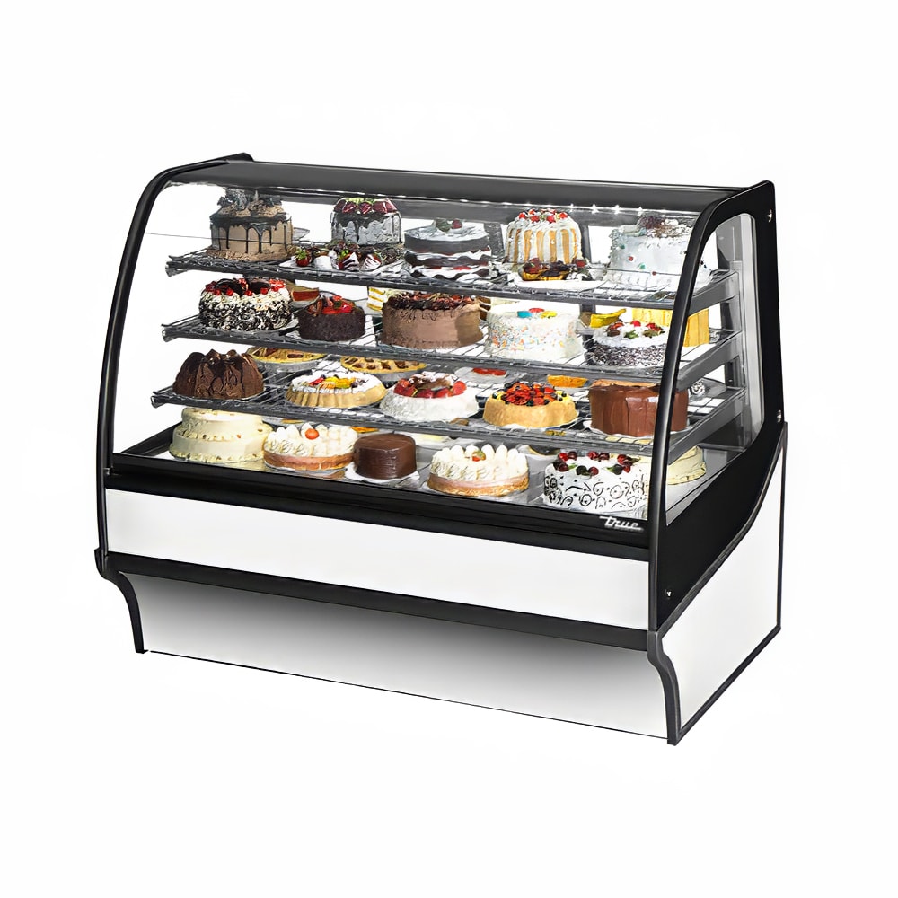 True TDM-R-59-GE/GE-S-W 59 1/4" Full Service Bakery Case w/ Curved Glass - (4) Levels, 115v
