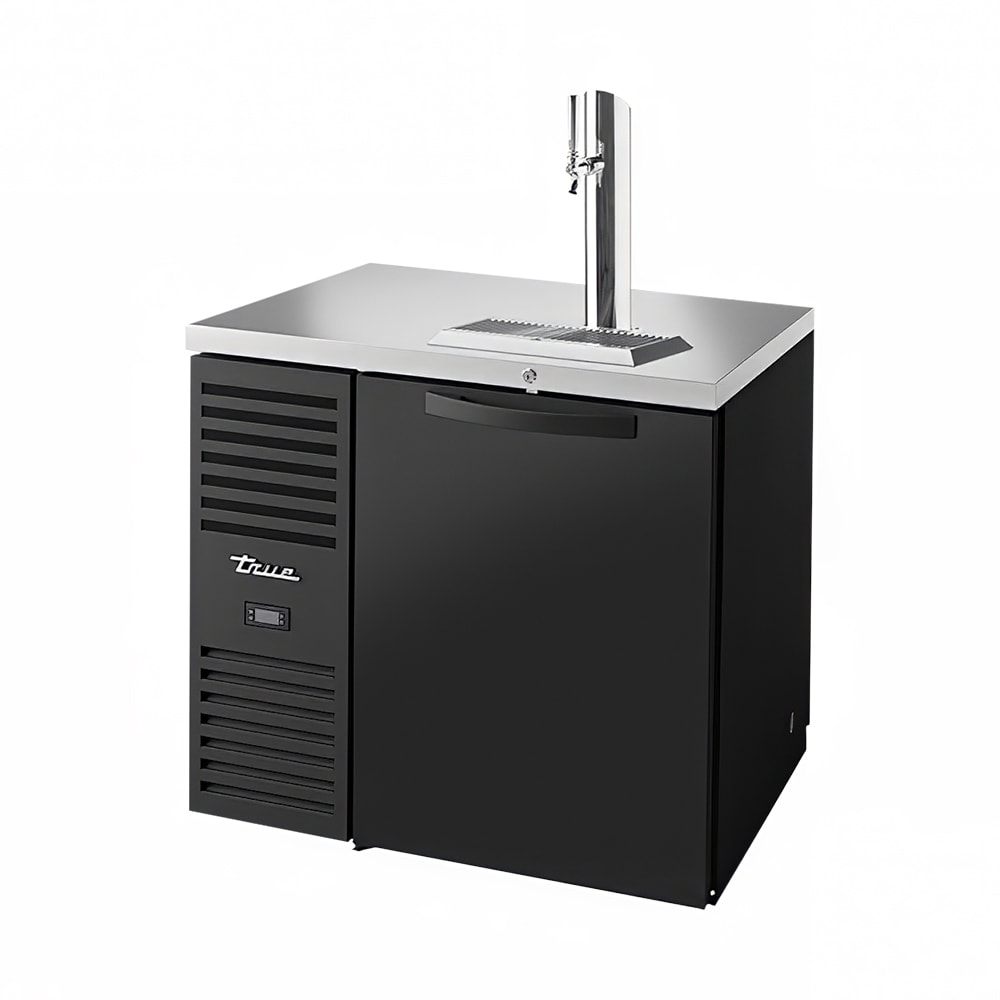 True TDR36-PTSZ1-L-B-S-S-1 36" Kegerator Pass-Thru Beer Dispenser w/ (1) Keg Capacity - (1) Column, Black, 115v