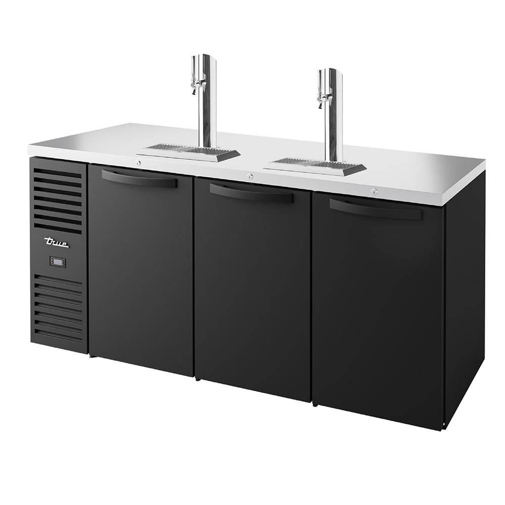 True TDR72-RISZ1-L-B-SSS-1 72" Kegerator Beer Dispenser w/ (3) Keg Capacity - (2) Columns, Black, 120v