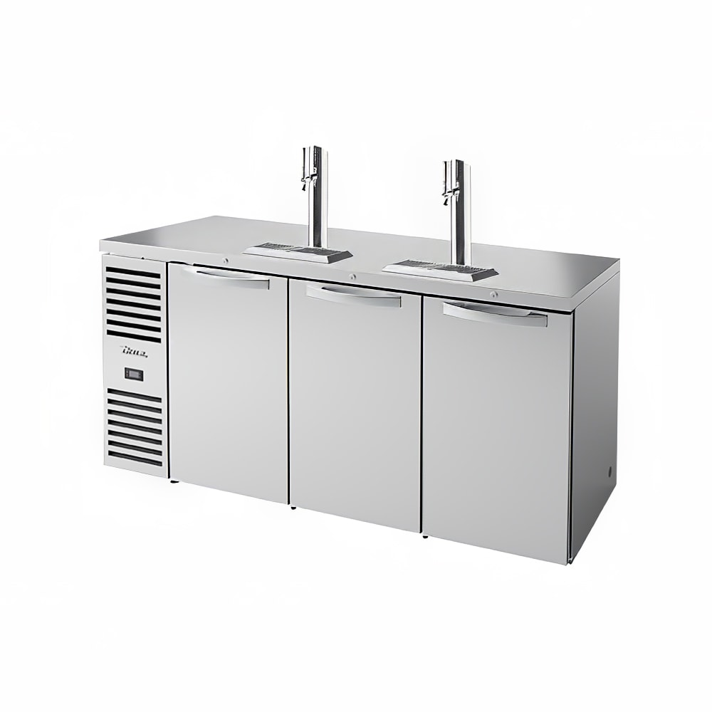 True TDR72-RISZ1-L-S-SSS-1 72" Kegerator Beer Dispenser w/ (3) Keg Capacity - (2) Column, Stainless, 115v