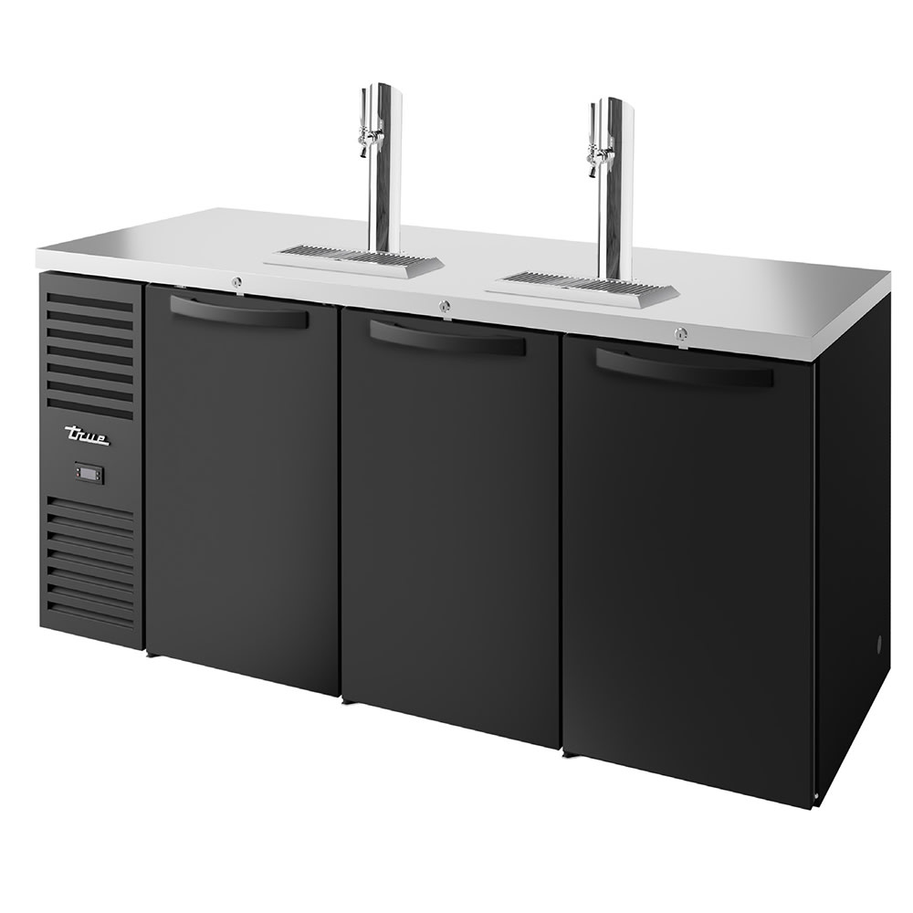 True TDR84-RISZ1-L-B-SSS-1 84" Kegerator Beer Dispenser w/ (4) Keg Capacity - (2) Columns, Black, 120v