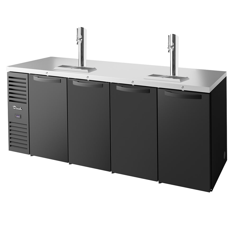 True TDR92-RISZ1-L-B-SSSS-1 92" Kegerator Beer Dispenser w/ (4) Keg Capacity - (2) Columns, Black, 120v