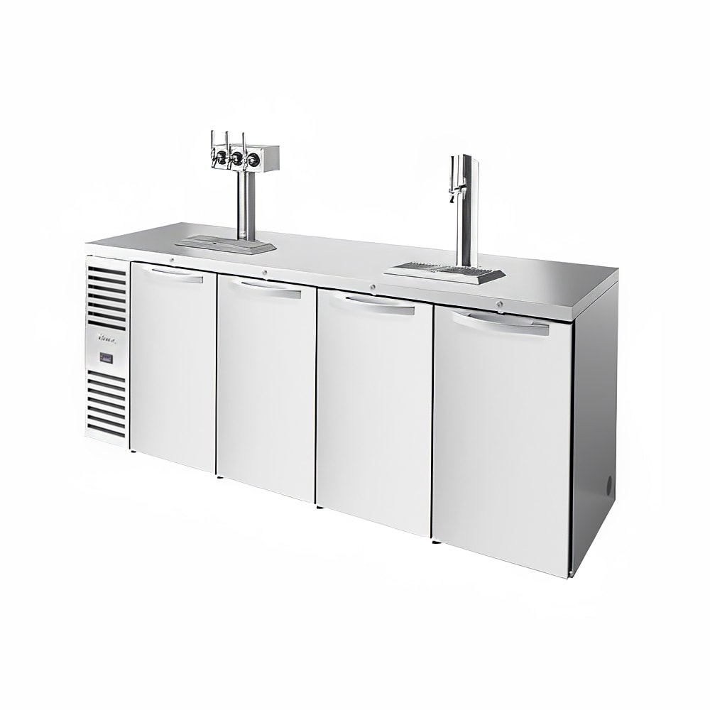 True TDR92-RISZ1-L-S-SSSS-1 92" Kegerator Beer Dispenser w/ (4) Keg Capacity - (2) Column, Stainless, 115v