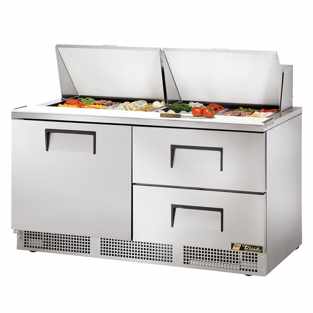 True TFP-64-24M-D-2-HC 64" Sandwich/Salad Prep Table w/ Refrigerated Base, 115v