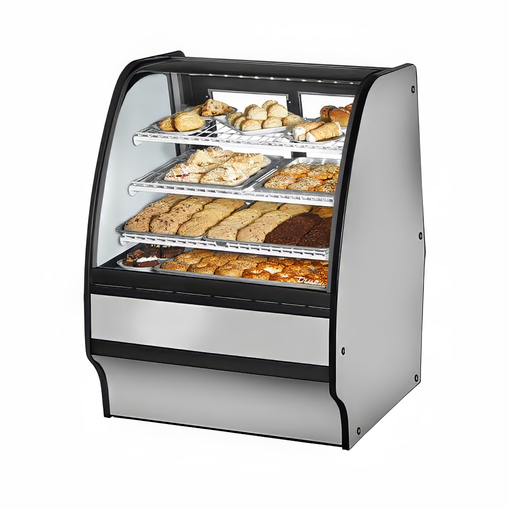 True TGM-DC-36-SC/SC-S-W 36 1/4" Full Service Dry Bakery Case w/ Curved Glass - (4) Levels, 115v