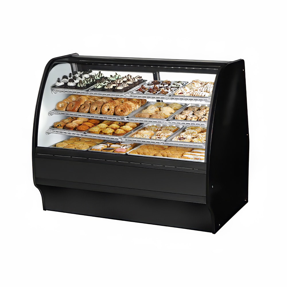True TGM-DC-59-SC/SC-B-W 59 1/4" Full Service Dry Bakery Case w/ Curved Glass - (4) Levels, 115v