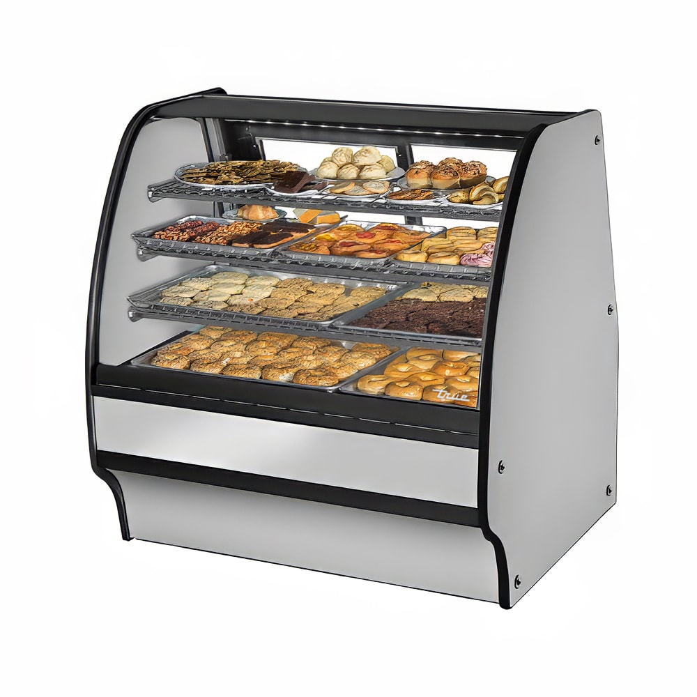 True TGM-DC-59-SC/SC-S-S 59 1/4" Full Service Dry Bakery Case w/ Curved Glass - (4) Levels, 115v