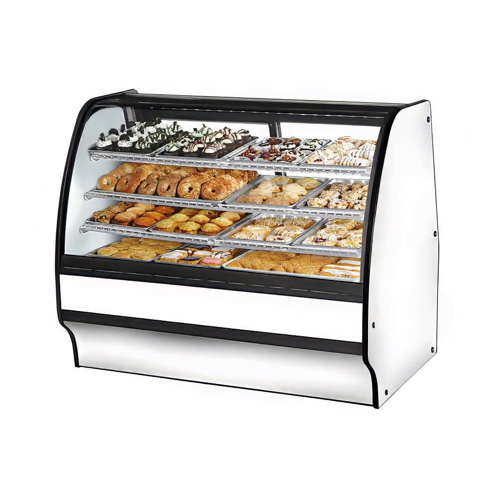 True TGM-DC-59-SC/SC-W-W 59 1/4" Full Service Dry Bakery Case w/ Curved Glass - (4) Levels, 115v