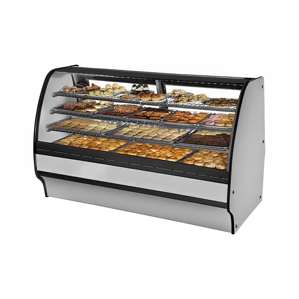 True TGM-DC-77-SC/SC-S-S 77 1/4" Full Service Dry Bakery Case w/ Curved Glass - (4) Levels, 115v