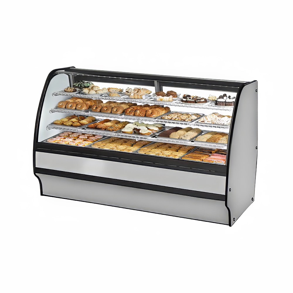 True TGM-DC-77-SC/SC-S-W 77 1/4" Full Service Dry Bakery Case w/ Curved Glass - (4) Levels, 115v