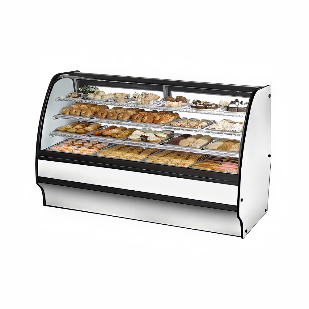 True TGM-DC-77-SC/SC-W-W 77 1/4" Full Service Dry Bakery Case w/ Curved Glass - (4) Levels, 115v