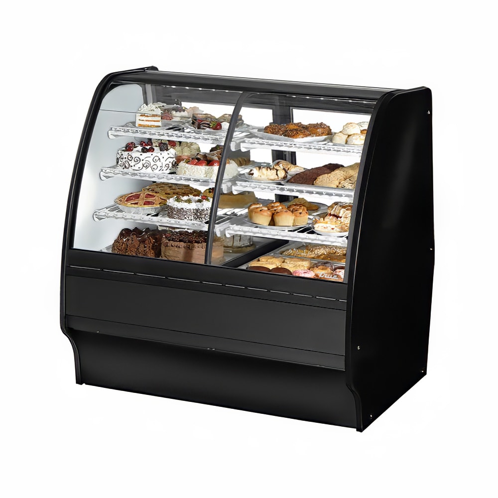 True TGM-DZ-48-SC/SC-B-W 48 1/4" Full Service Dual Zone Bakery Case w/ Curved Glass - (4) Levels, 115v