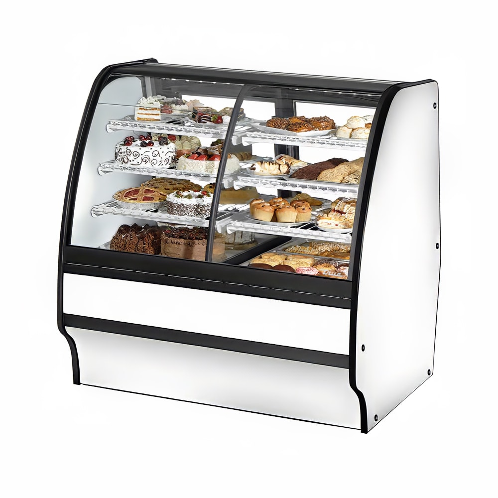 True TGM-DZ-48-SC/SC-W-W 48 1/4" Full Service Dual Zone Bakery Case w/ Curved Glass - (4) Levels, 115v