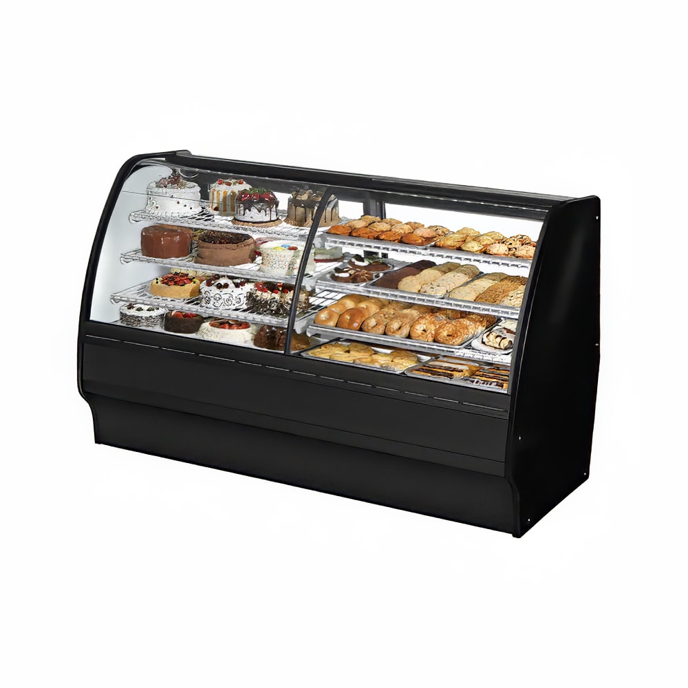 True TGM-DZ-77-SC/SC-B-W 77 1/4" Full Service Dual Zone Bakery Case w/ Curved Glass - (4) Levels, 115v