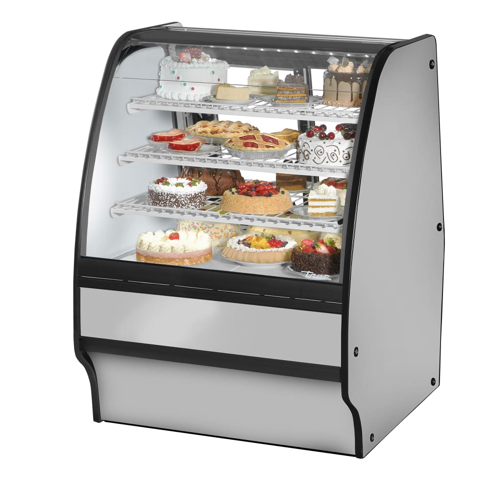 True TGM-R-36-SC/SC-S-W 36 1/4" Full Service Bakery Case w/ Curved Glass - (4) Levels, 115v