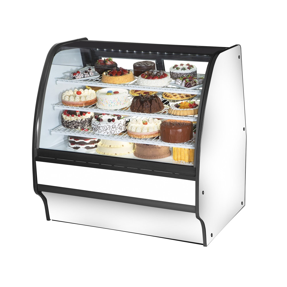 True TGM-R-48-SC/SC-W-W 48 1/4" Full Service Bakery Case w/ Curved Glass - (4) Levels, 115v