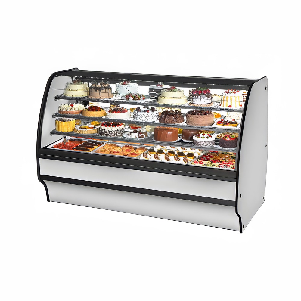 True TGM-R-77-SC/SC-S-S 77 1/4" Full Service Bakery Case w/ Curved Glass - (4) Levels, 115v