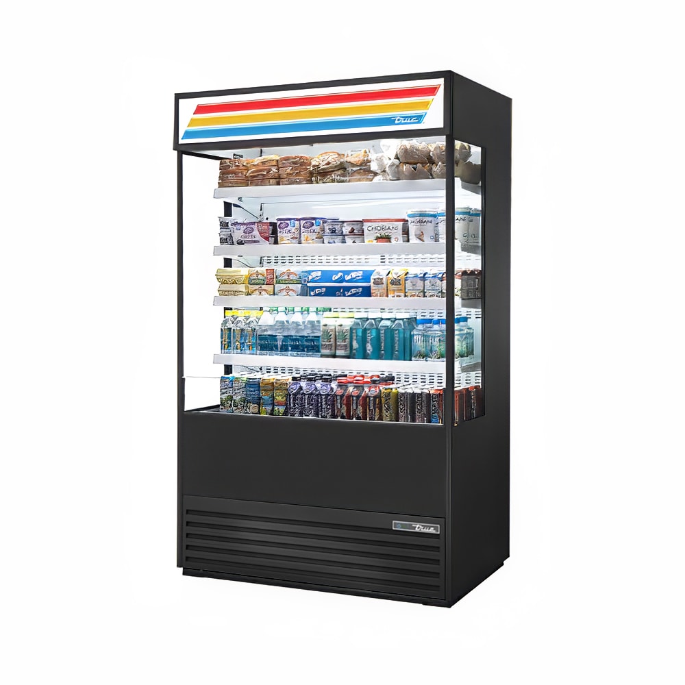 True TOAM-48GS-HC~TSL01 48" Vertical Open Air Cooler w/ (5) Levels, Black, 208-230v