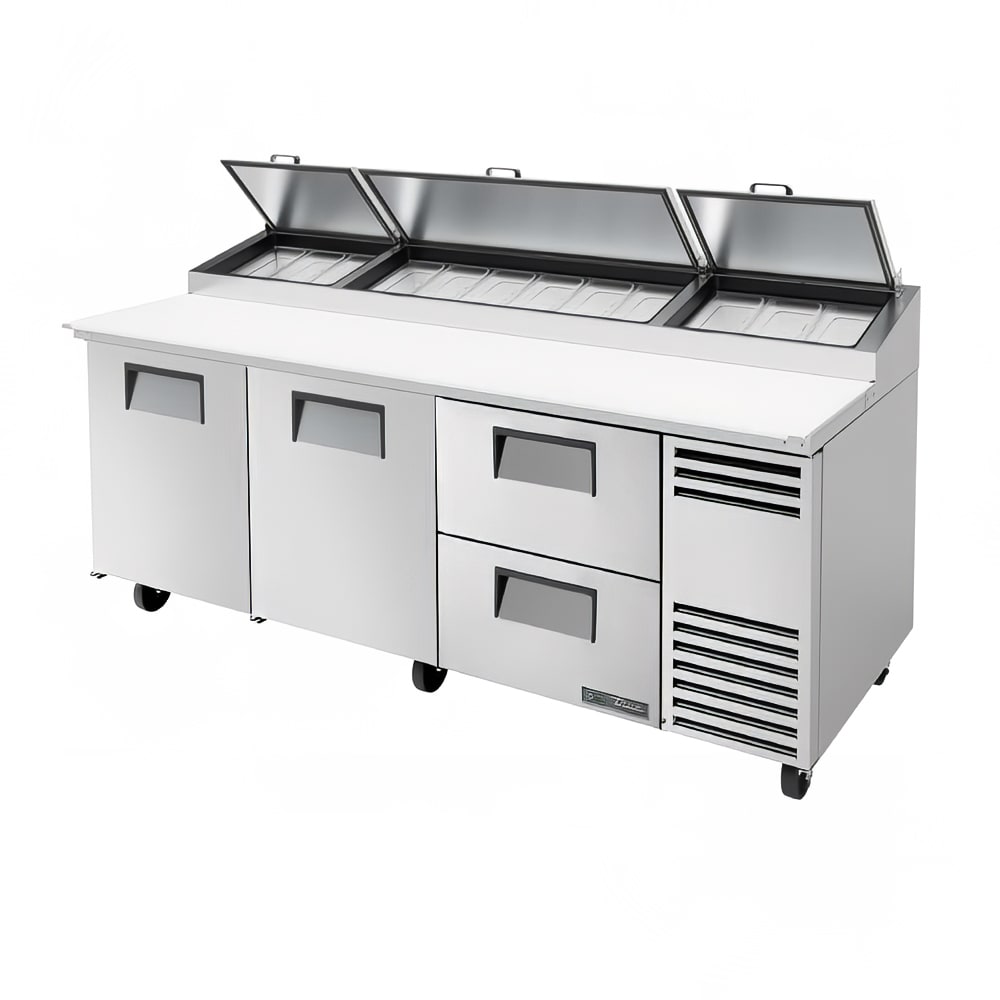 True TPP-AT2-93D-2-HC 93 1/2" TPPAT Series Pizza Prep Table w/ Refrigerated Base, 115v