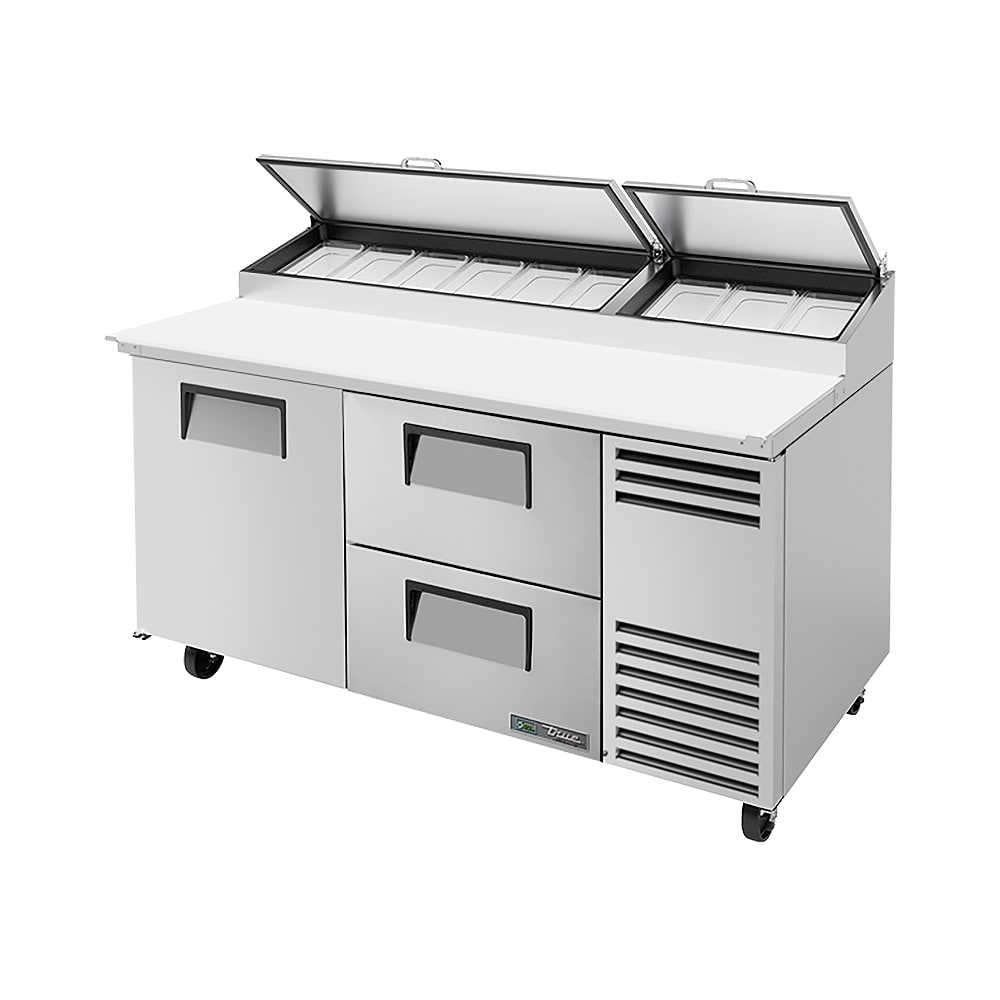 True TPP-AT-67D-2-HC 67" TPPAT Series Pizza Prep Table w/ Refrigerated Base, 115v