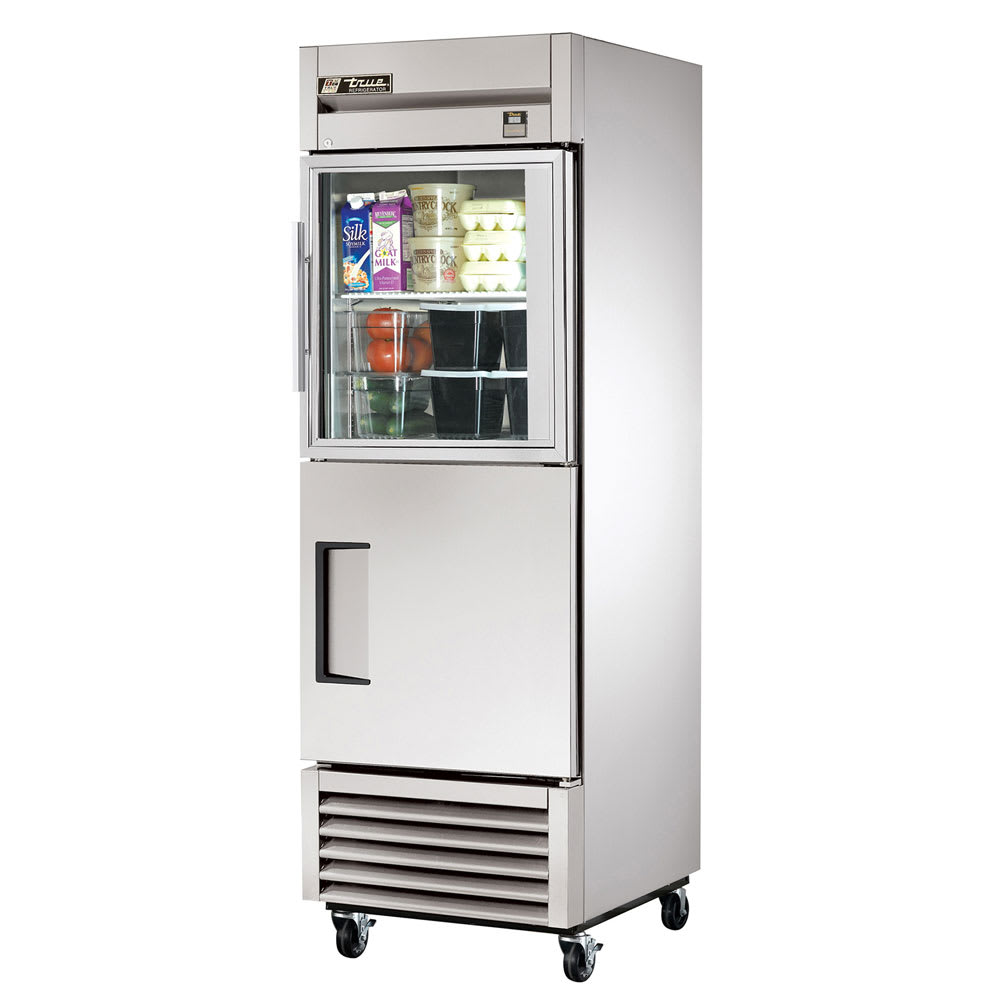 True TS-23-1-G-1-HC~FGD01 27" One Section Reach In Refrigerator, (1) Glass Door, (1) Solid Door, Right Hinge, 115v