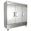 True TS-72-HC 78 1/10" Three Section Reach In Refrigerator, (3) Left/Right Hinge Solid Doors, 115v thumbnail 3