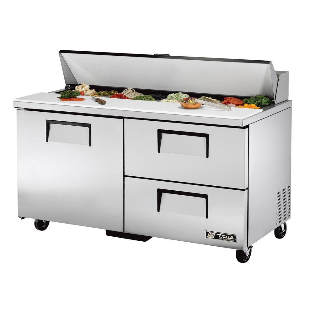 True TSSU-60-16D-2-HC 60" TSSU Series Sandwich/Salad Prep Table w/ Refrigerated Base, 115v